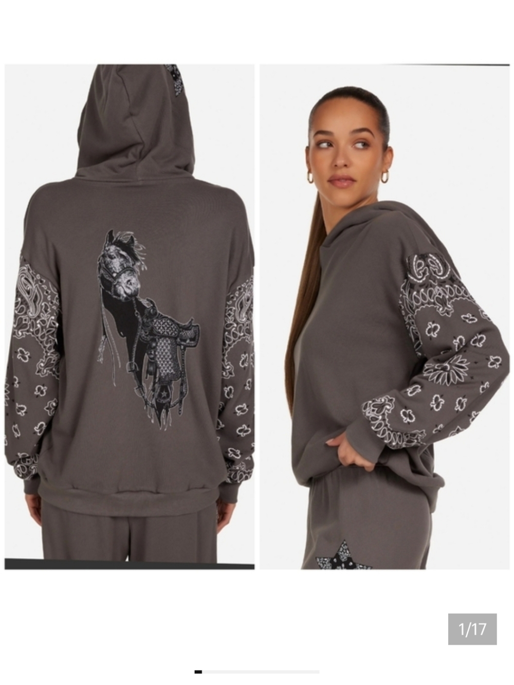 Lauren Moshi Harmony Black Horse hoodie